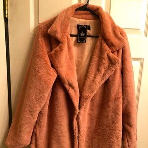 Faux fur light weight jacket.  Brand new.  Dusty Rose.